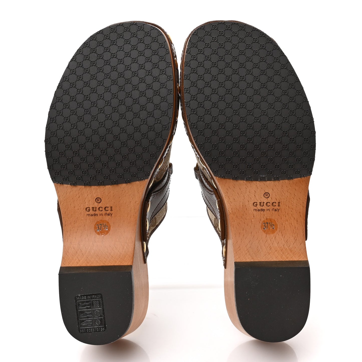 Monogram Goatskin Horsebit Clog Mules 37.5 Beige Ebony Brown Sugar