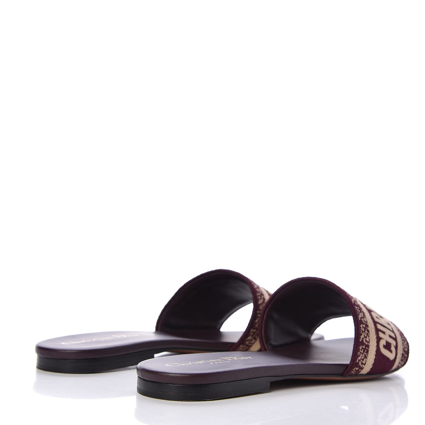 Canvas Embroidered Dway Flat Slide Sandals 37 Deep Amaranth
