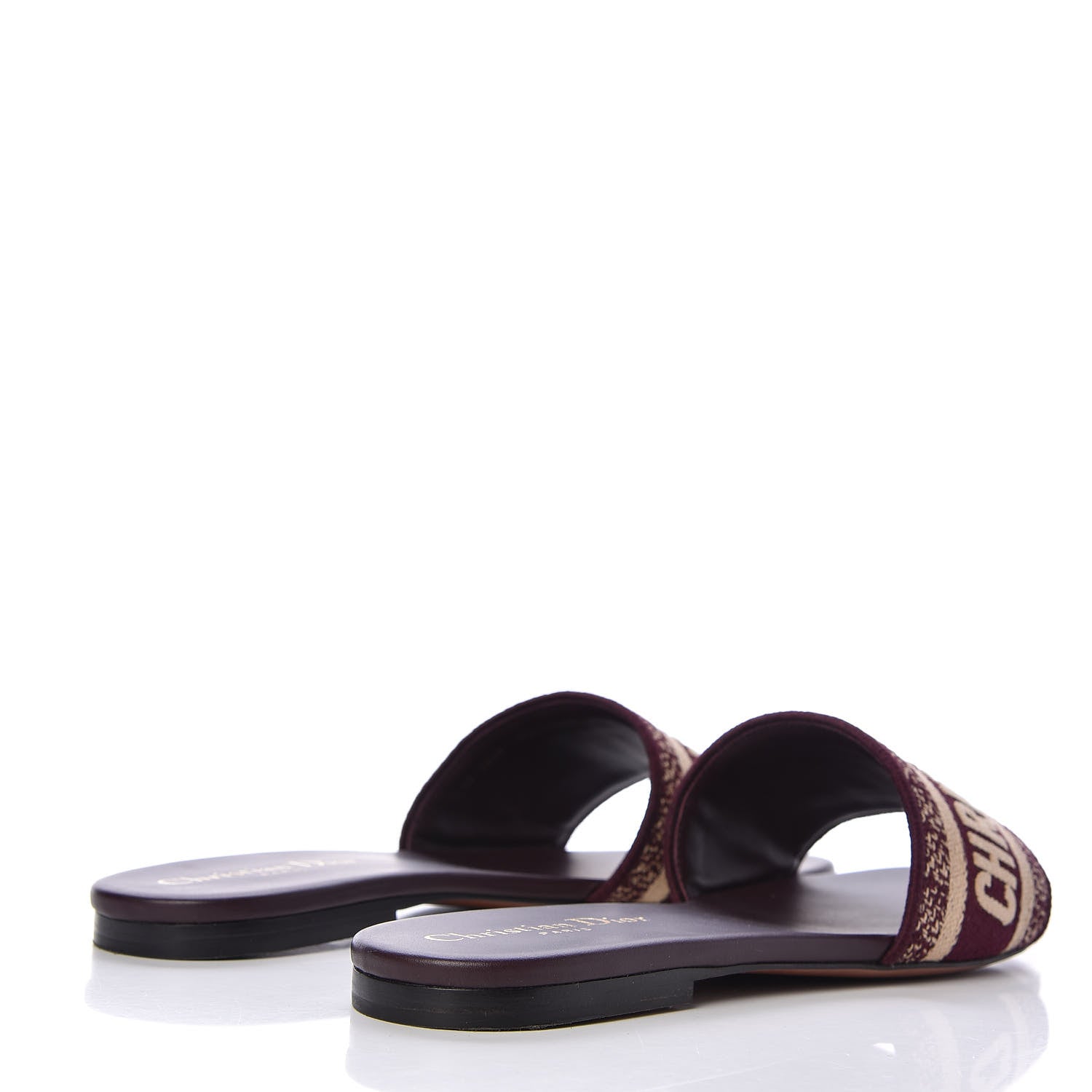 Christian Dior Canvas Embroidered Dway Flat Slide Sandals 37 Deep Amaranth 4 of 11