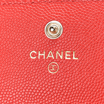 Chanel Caviar Check Flag Quilted Flap Card Holder Wallet Red 6 of 10