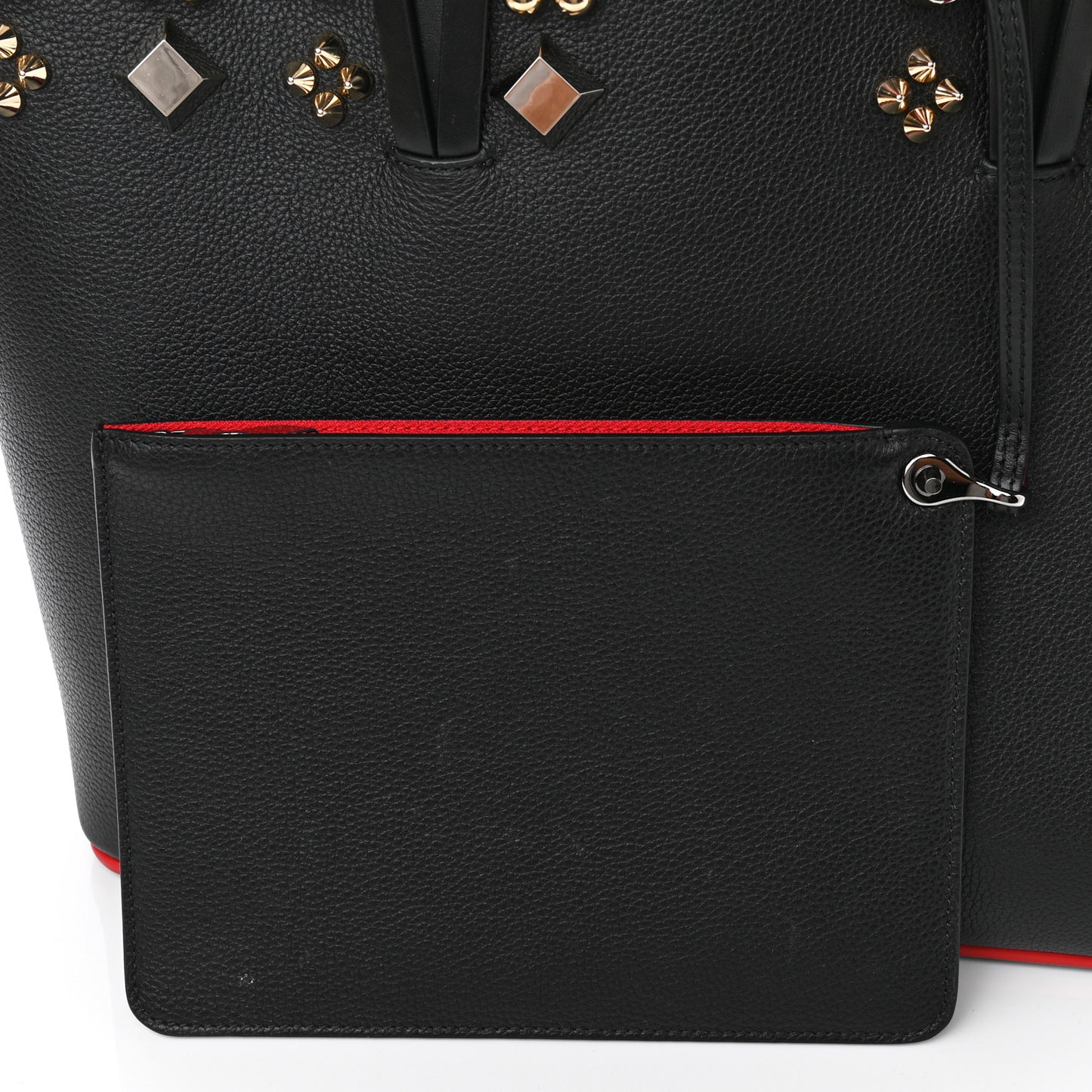 Calfskin Empire Spike Studded East West Cabata Tote Black