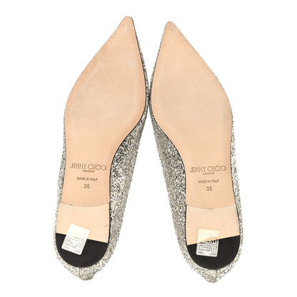 Jimmy Choo Galaxy Glitter Mesh Love Flats 36 Silver Sparks 6 of 9