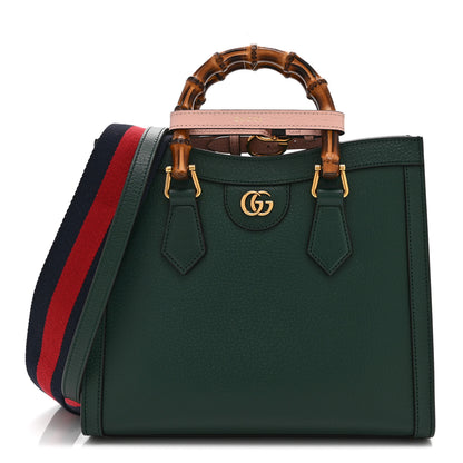 Gucci Textured Dollar Calfskin Web Small Diana Tote Bag Vintage Green Powder Pink 1 of 11