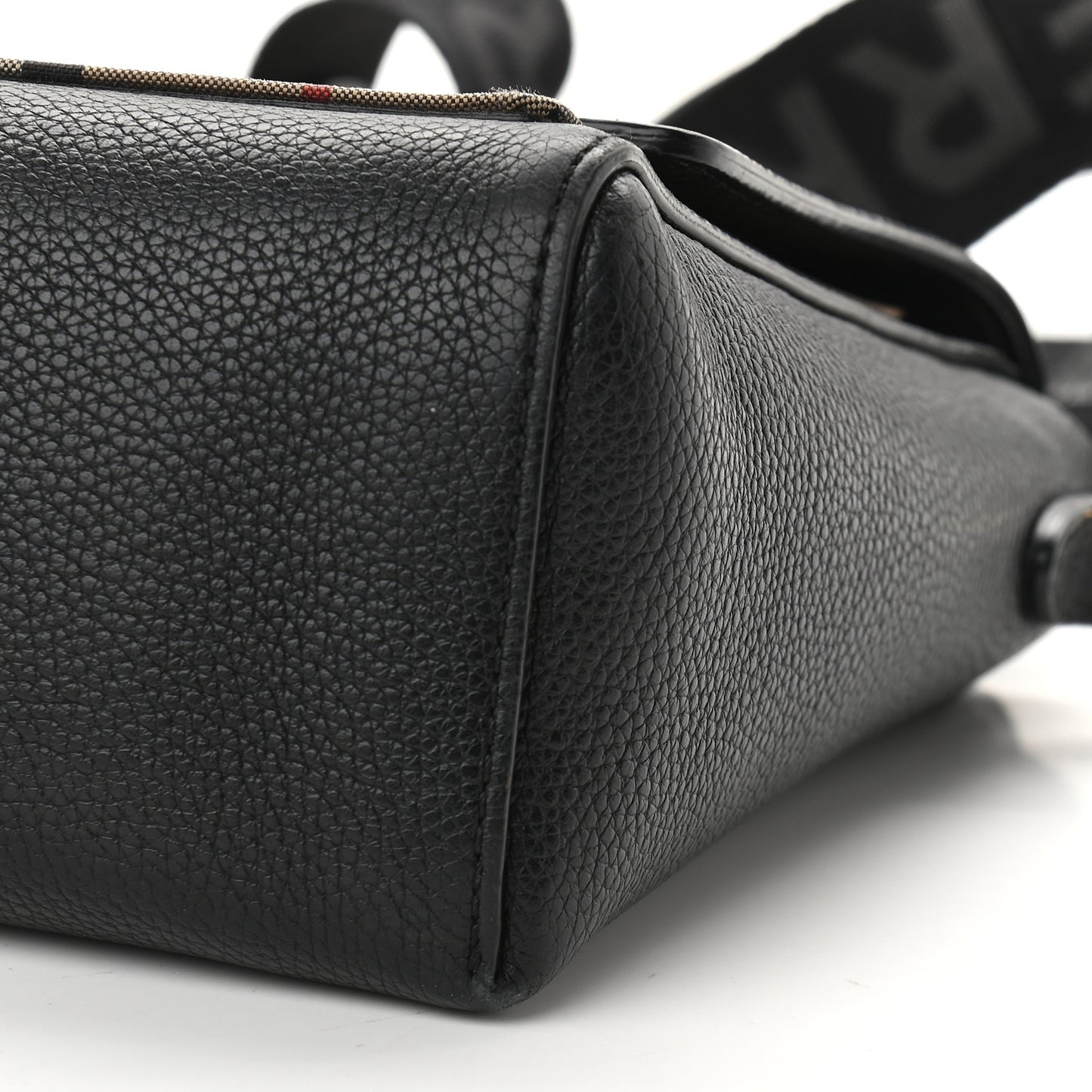 Grainy Calfskin Vintage Check Note Crossbody Bag Black