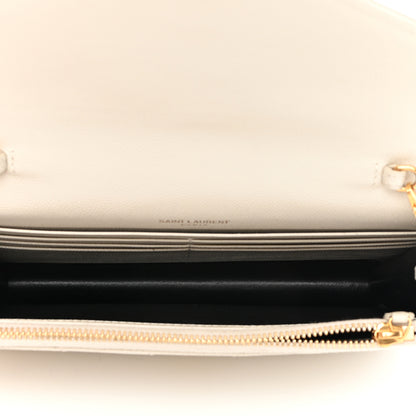 Saint Laurent Grain De Poudre Matelasse Chevron Monogram Envelope Chain Wallet Nude Powder 5 of 14