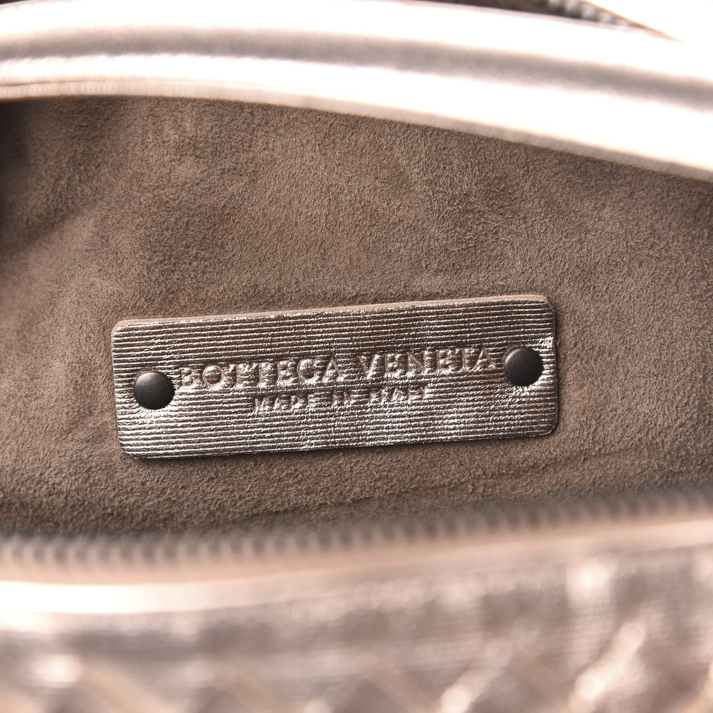 Metallic Grosgrain Intrecciato Ciambrino Bag Rose Gold