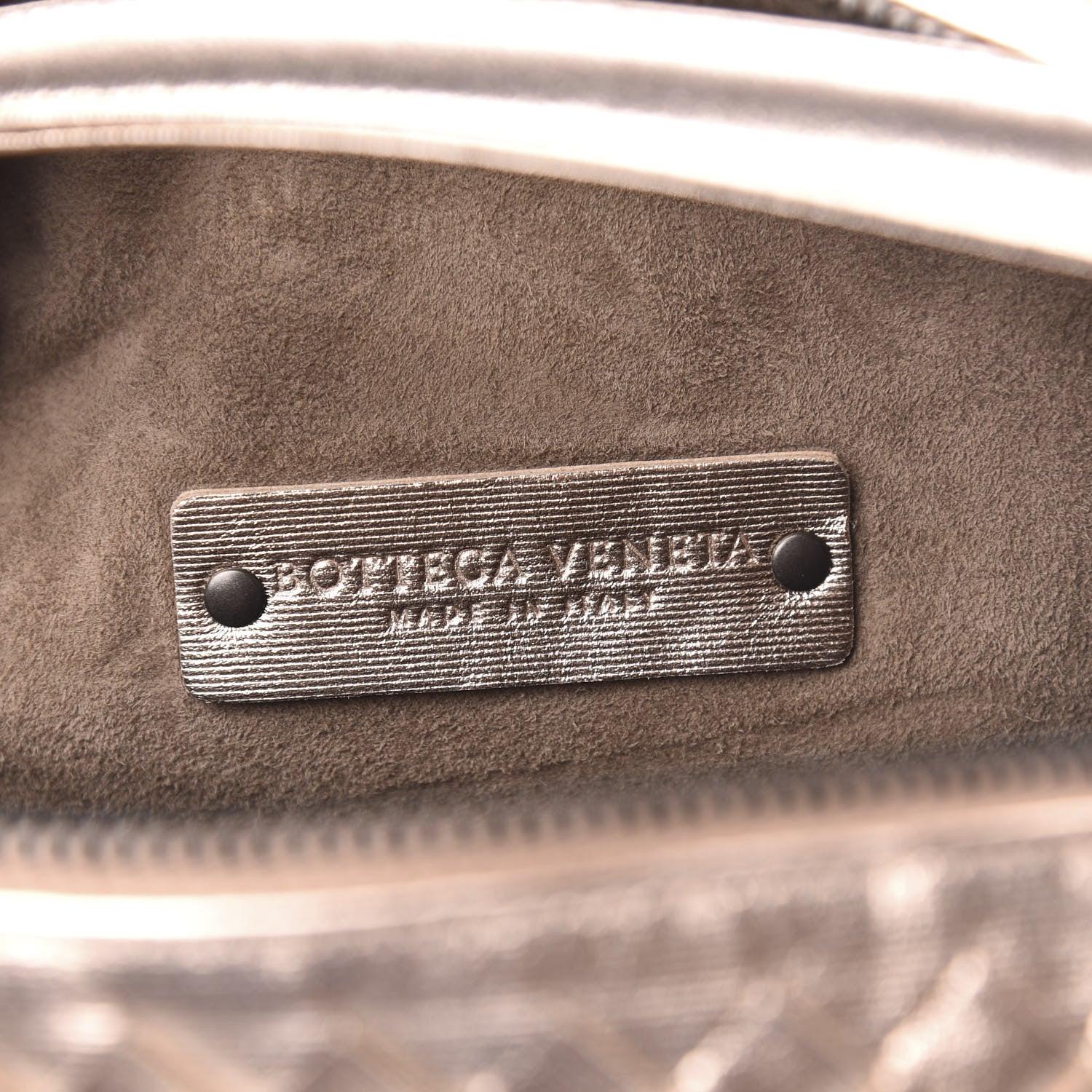 Bottega Veneta Metallic Grosgrain Intrecciato Ciambrino Bag Rose Gold 6 of 9