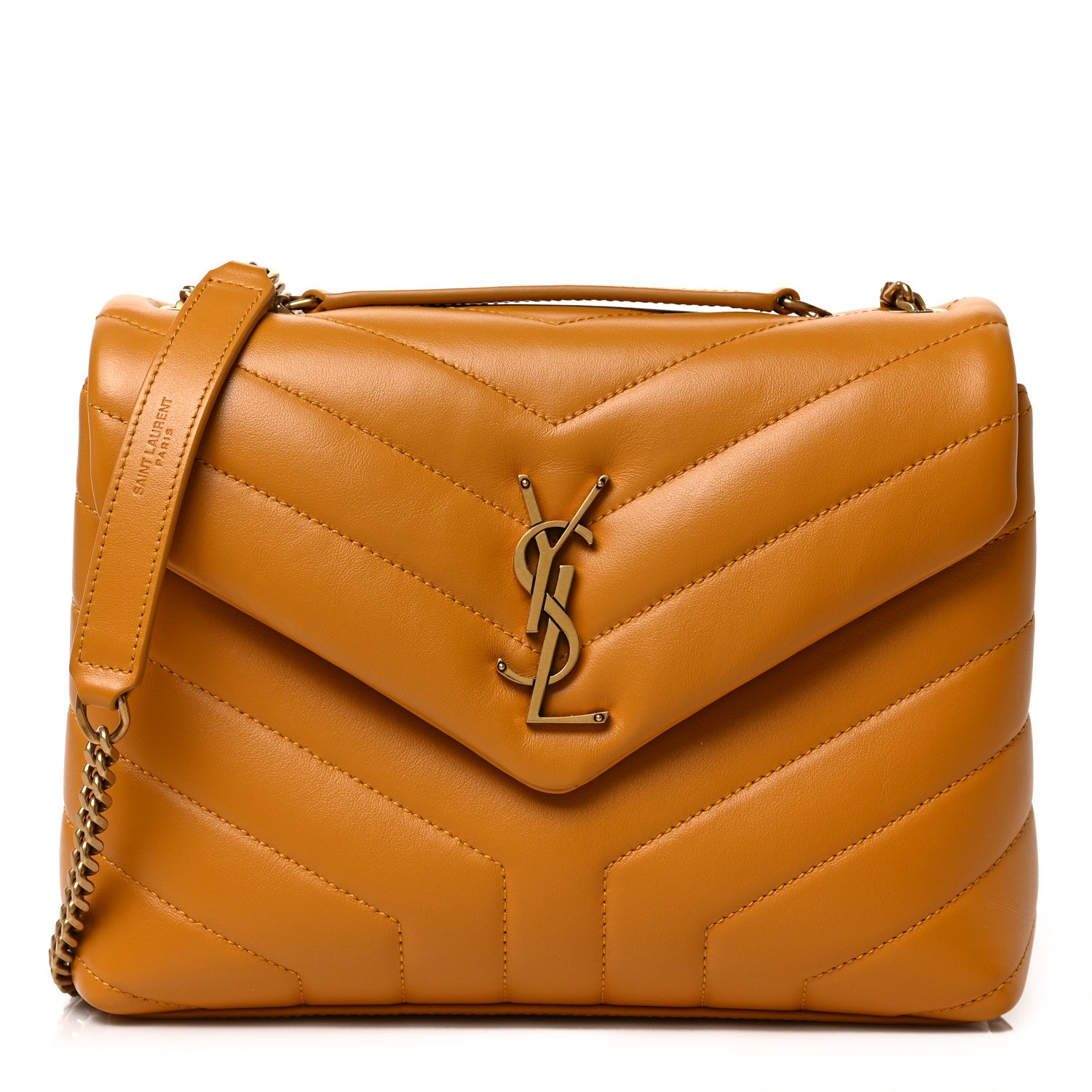 Saint Laurent Calfskin Y Quilted Monogram Small Loulou Chain Satchel Cheddar 1 of 8