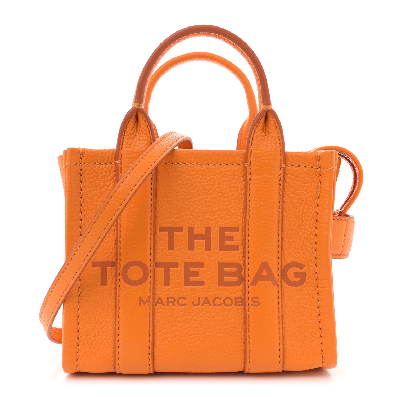 Marc Jacobs Grained Calfskin Mini The Tote Bag Artisan Gold 1 of 10