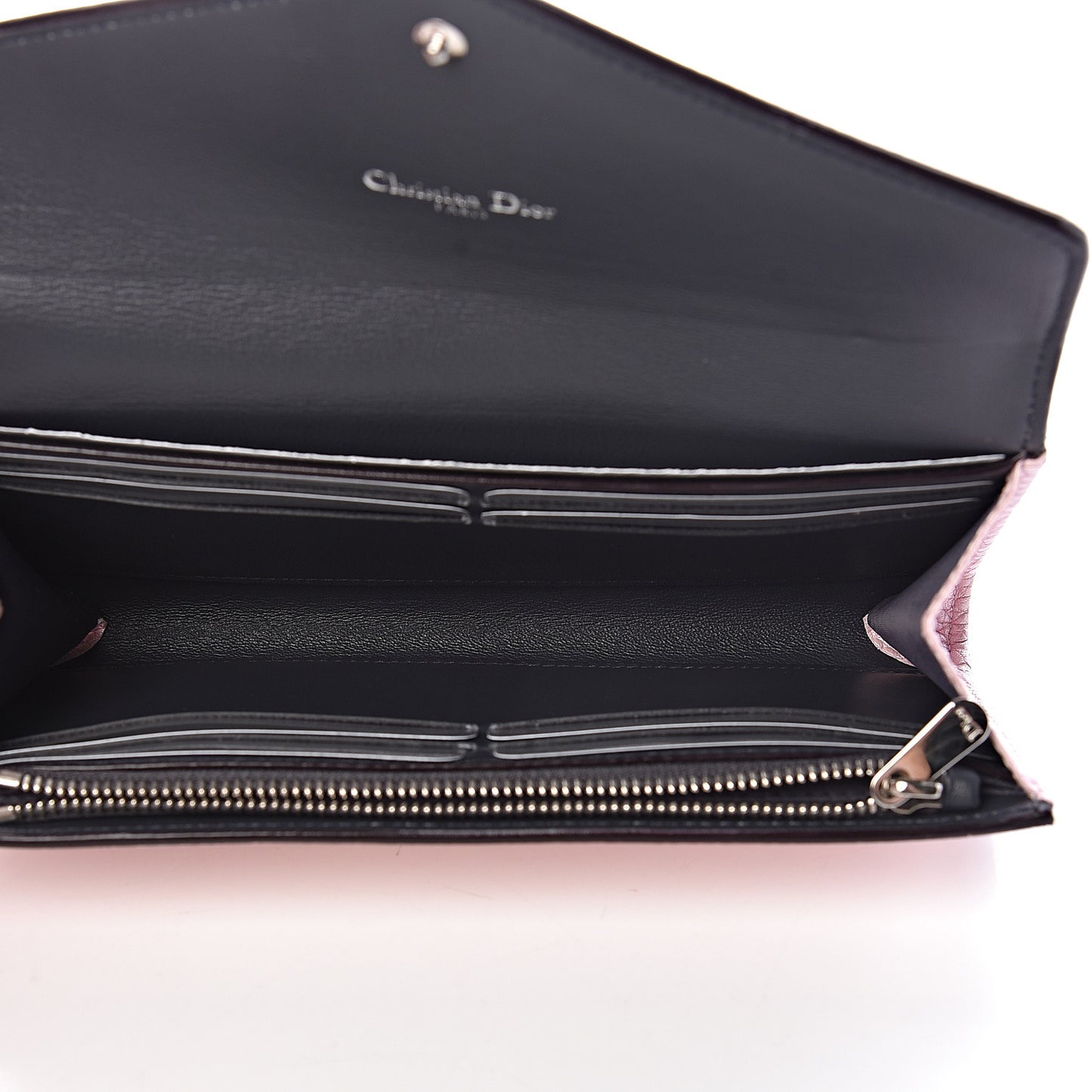 Metallic Bullcalf Diorissimo Slim Envelope Wallet Pink