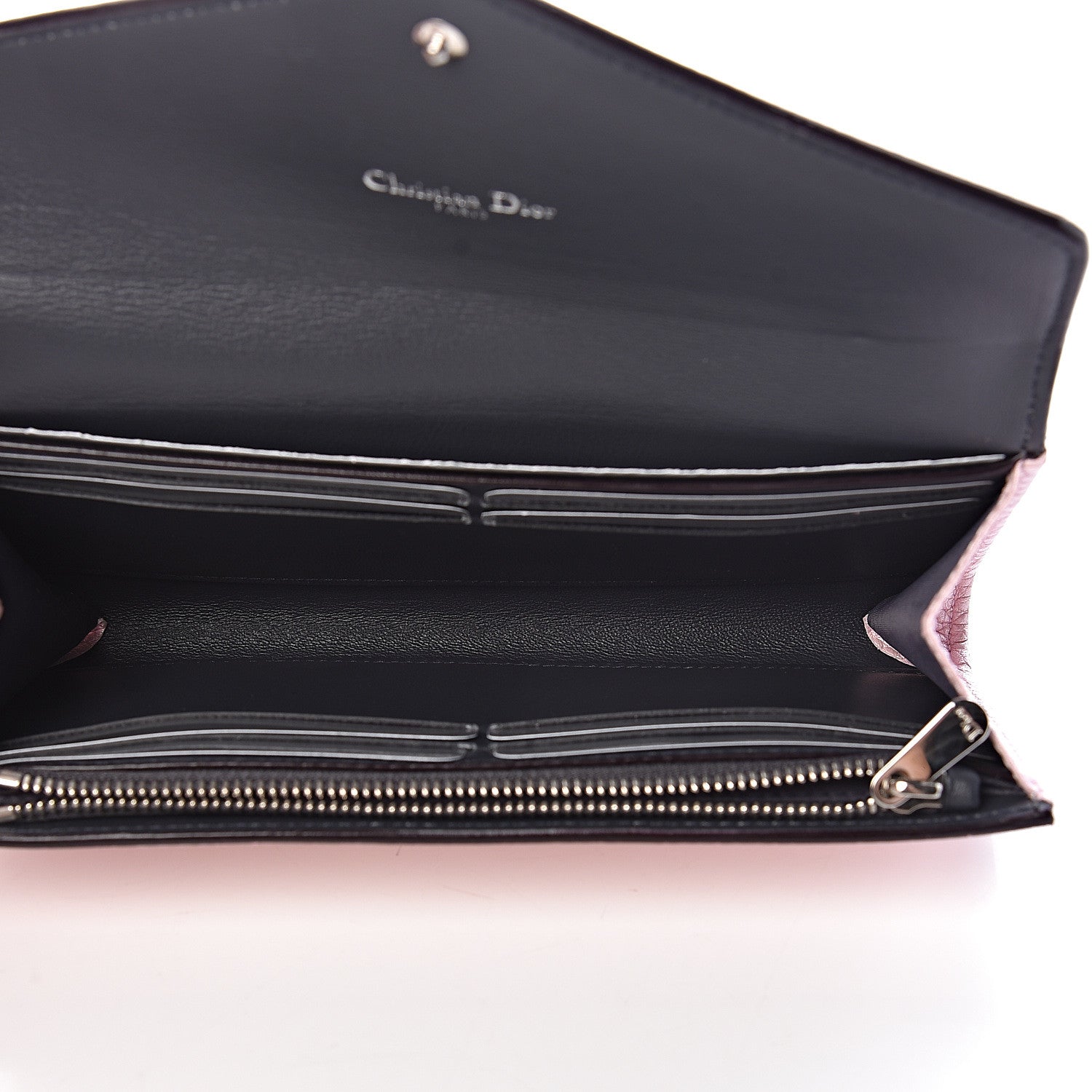 Christian Dior Metallic Bullcalf Diorissimo Slim Envelope Wallet Pink 5 of 13