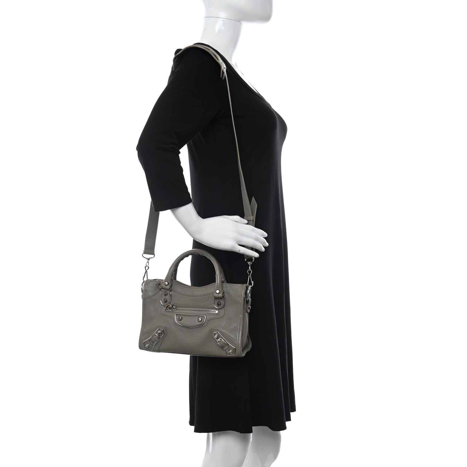 Balenciaga Chevre Silver Metallic Edge Hardware Mini City Gris Taupe 2 of 15