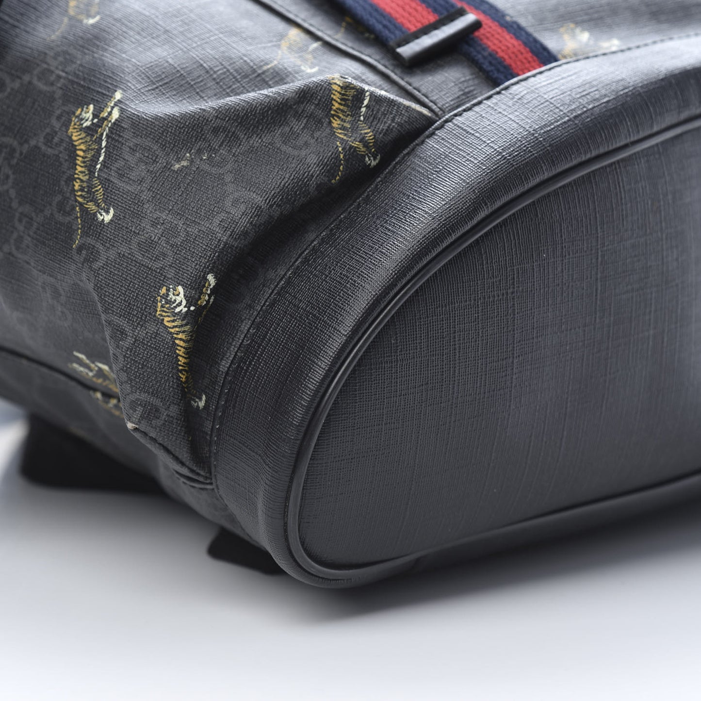GG Supreme Monogram Tigers Double Buckle Backpack Black Multicolor