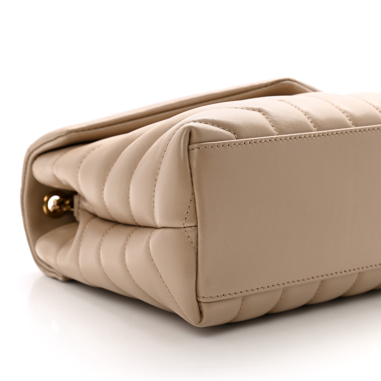 Saint Laurent Calfskin Y Quilted Monogram Small Loulou Chain Satchel Dark Beige 10 of 11