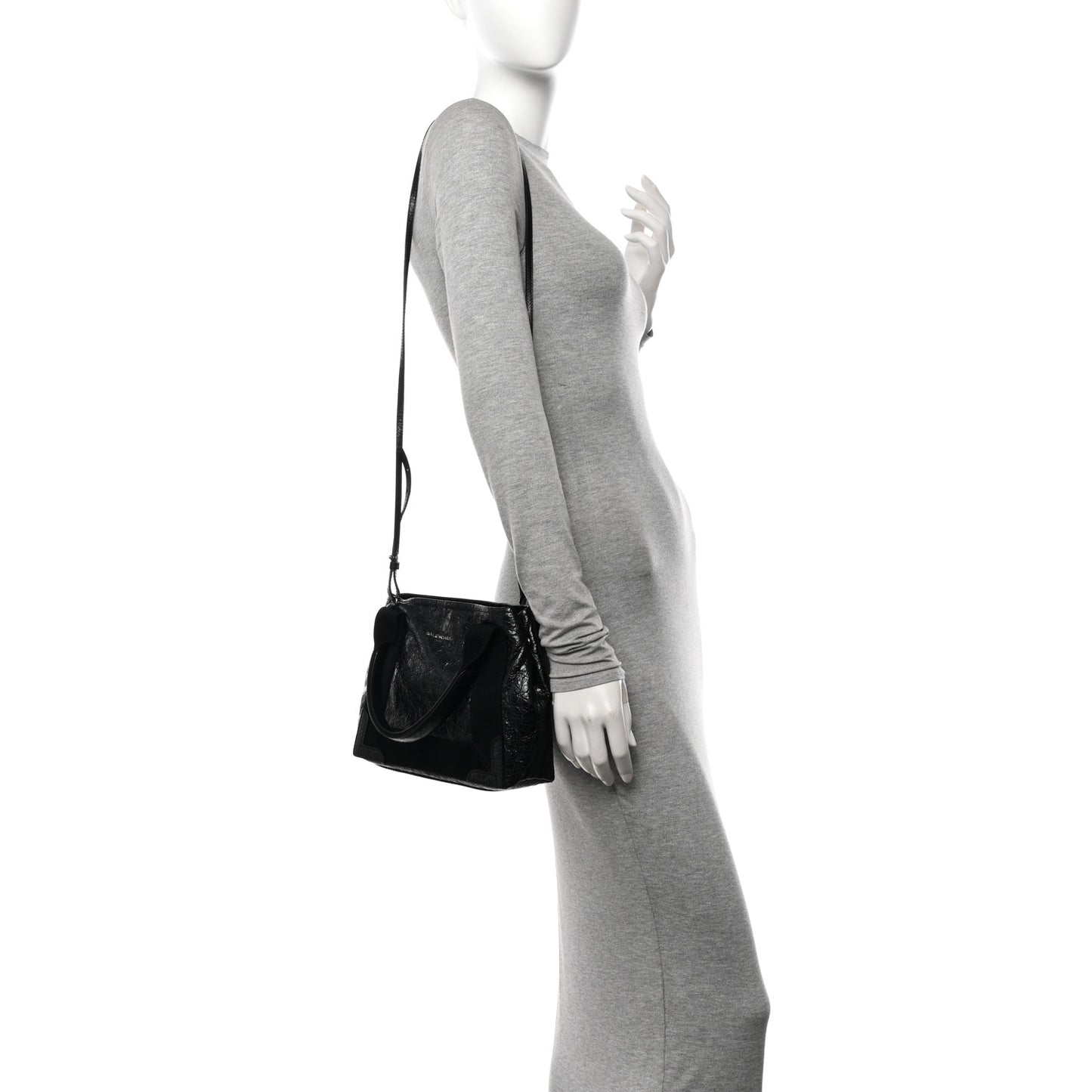 Agneau Stadio Ruban Viscose Navy Cabas Tote XS Black