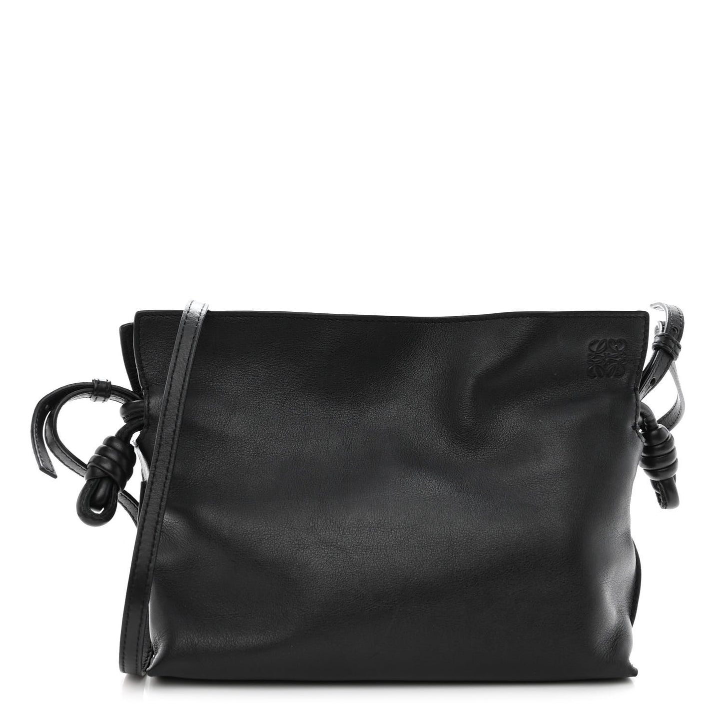 Calfskin Mini Flamenco Knot Clutch Black