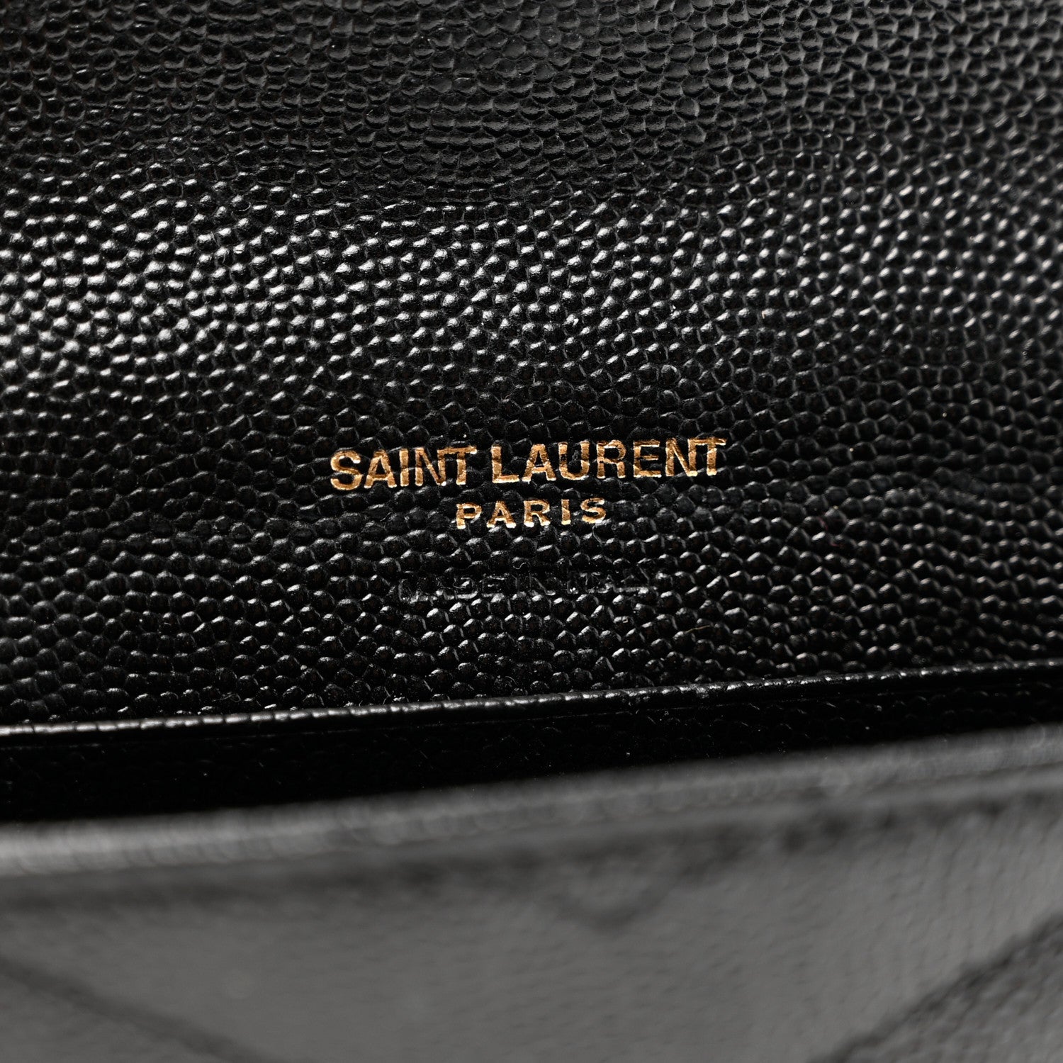 Saint Laurent Grain De Poudre Matelasse Chevron Small Monogram Envelope Wallet Black 6 of 8