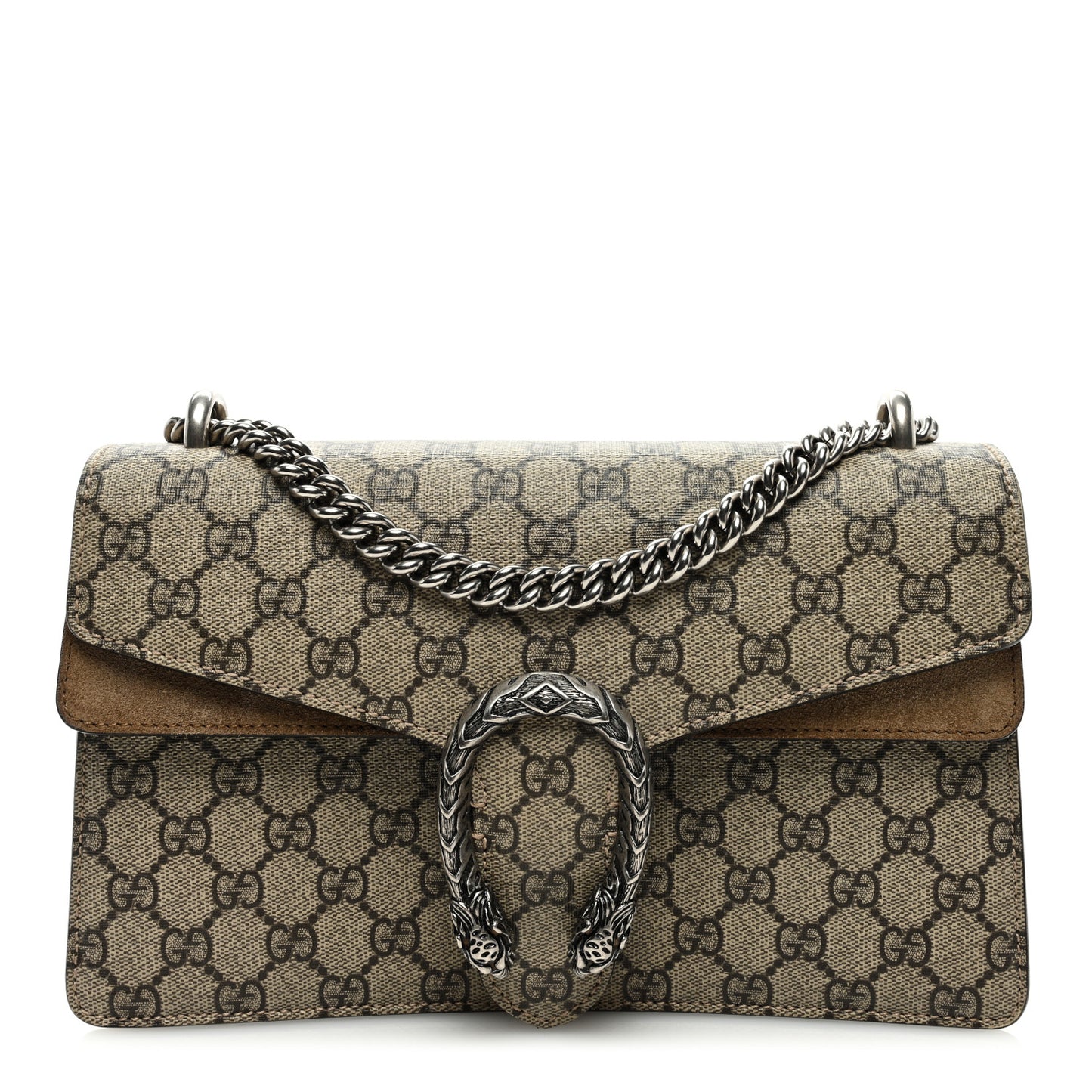 GG Supreme Monogram Suede Small Dionysus Shoulder Bag Taupe