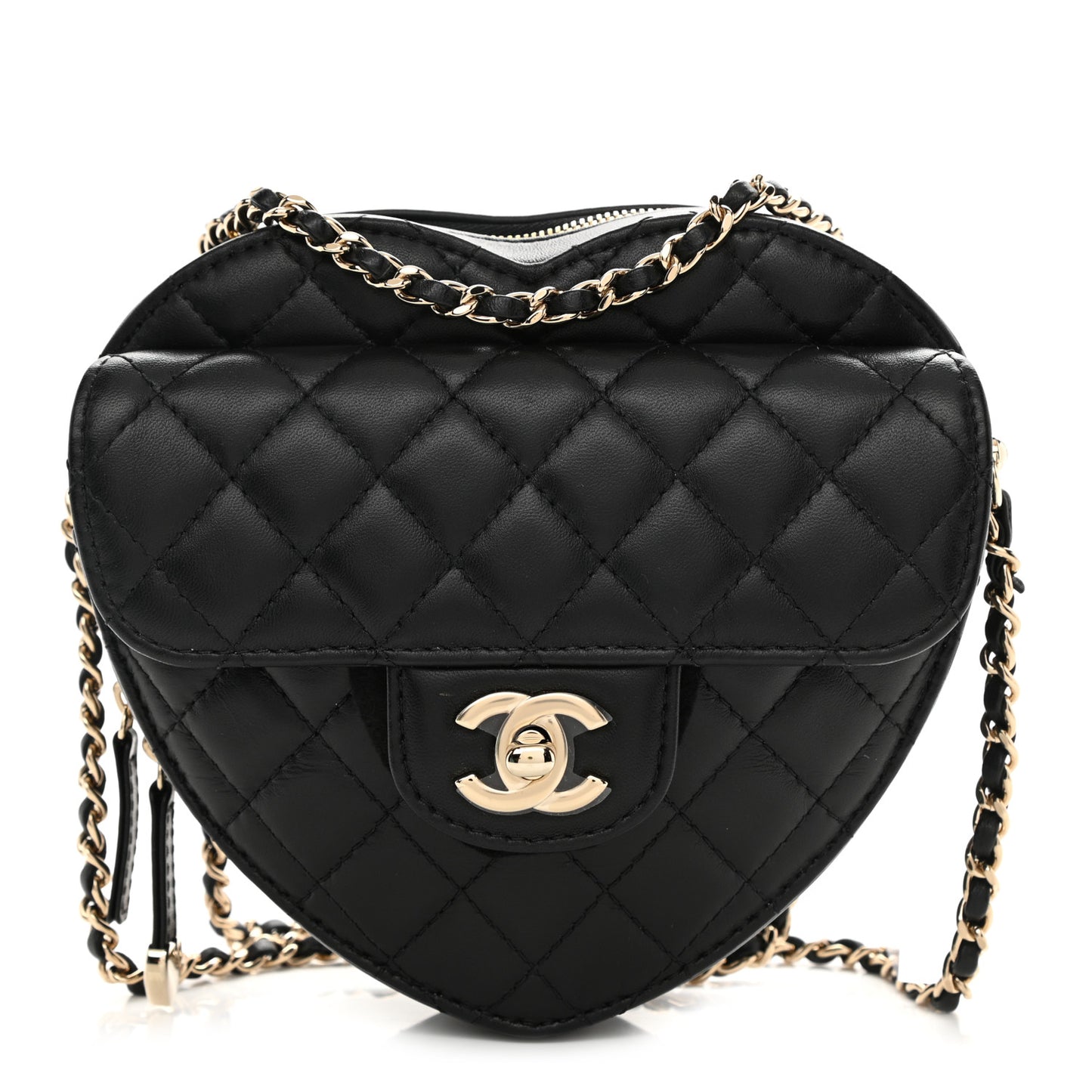 Lambskin Quilted CC In Love Heart Bag Black