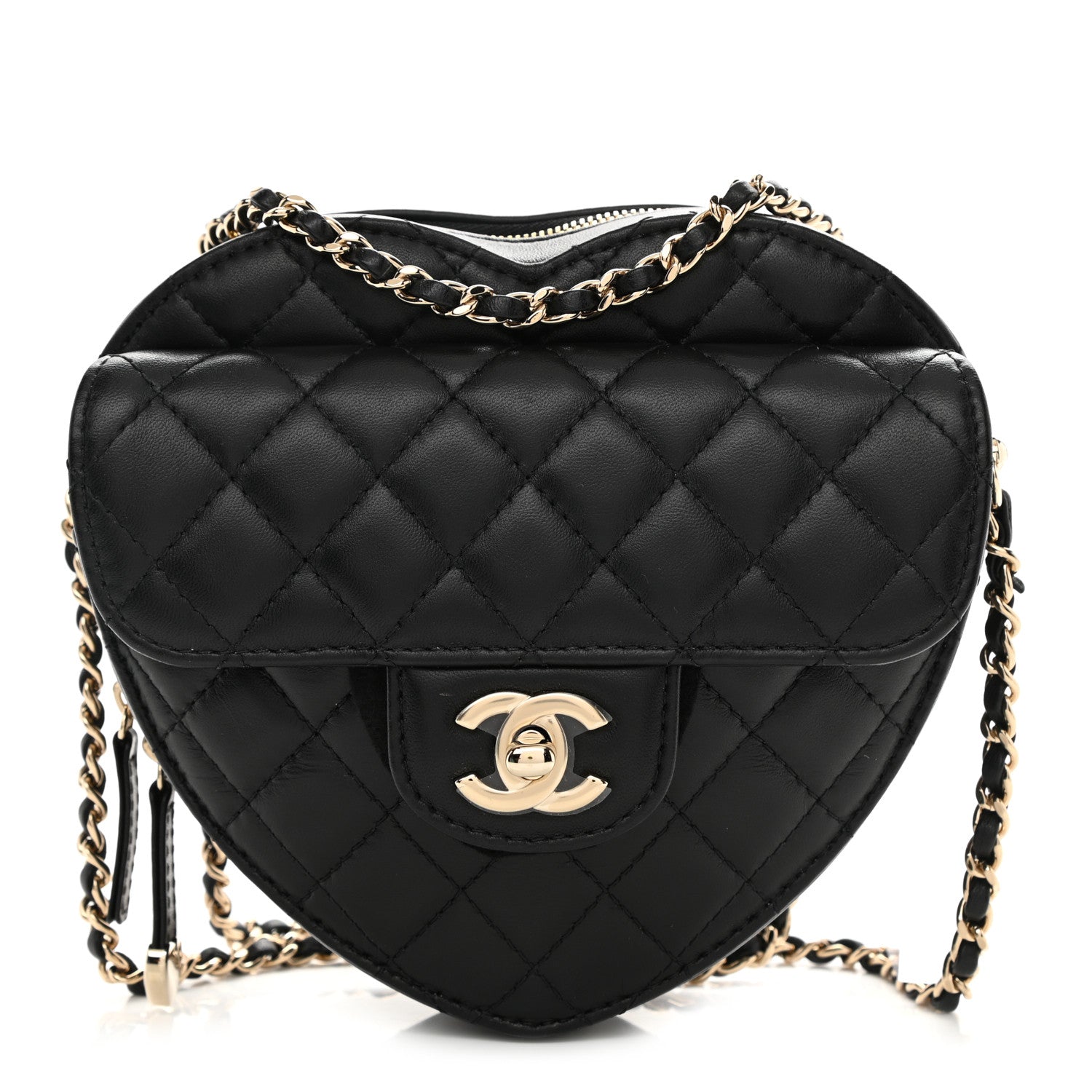 Chanel Lambskin Quilted CC In Love Heart Bag Black 1 of 9