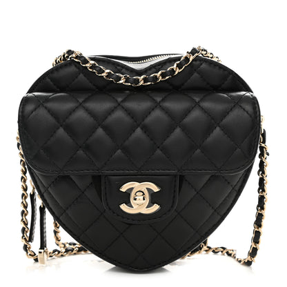 Chanel Lambskin Quilted CC In Love Heart Bag Black 1 of 9