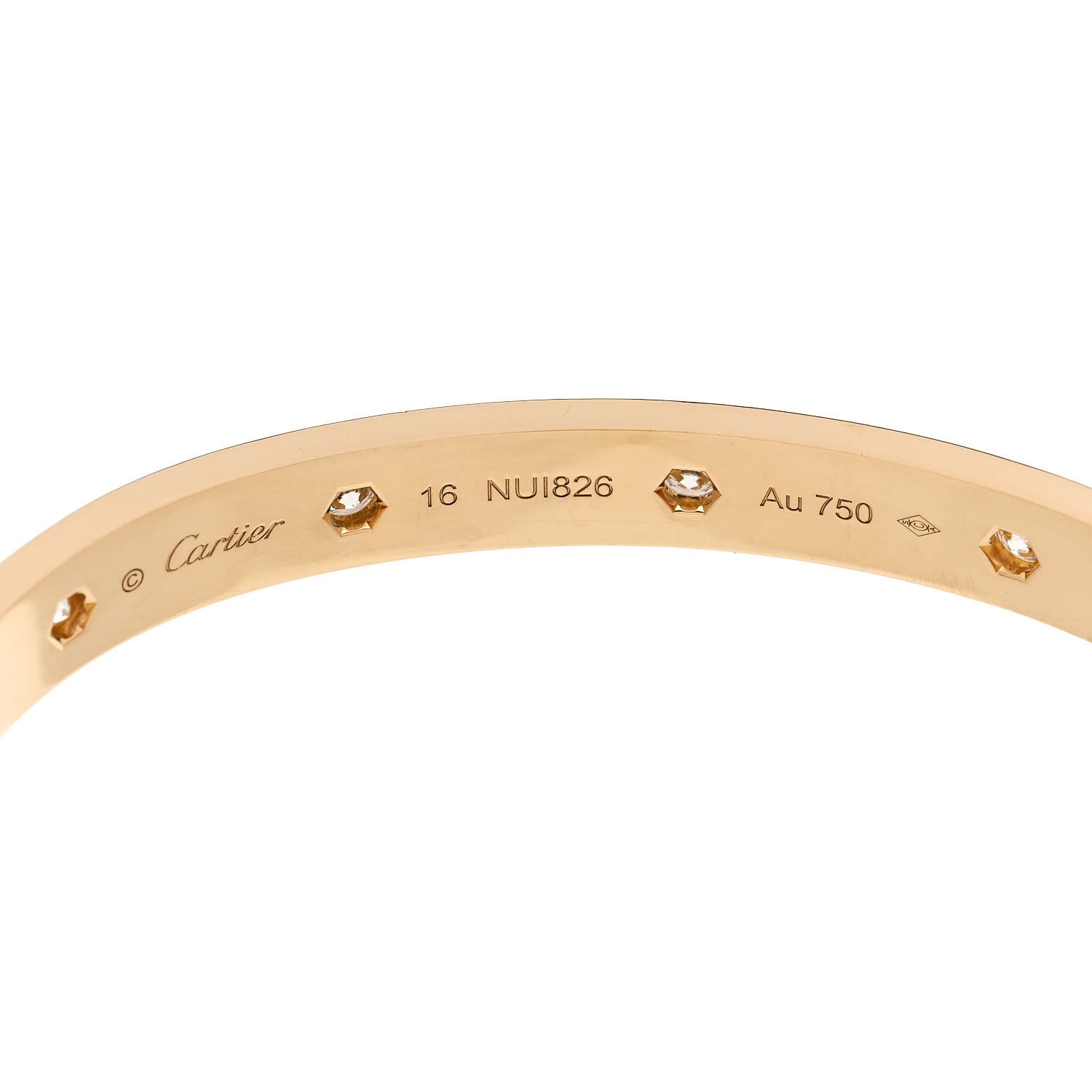 Cartier 18K Yellow Gold 10 Diamond LOVE Bracelet 16 6 of 9