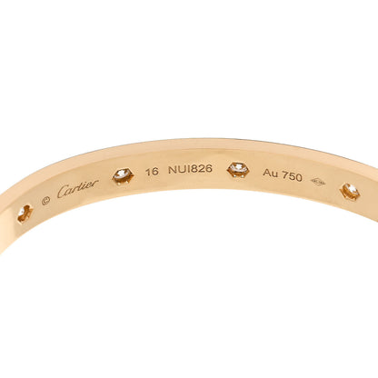 Cartier 18K Yellow Gold 10 Diamond LOVE Bracelet 16 6 of 9