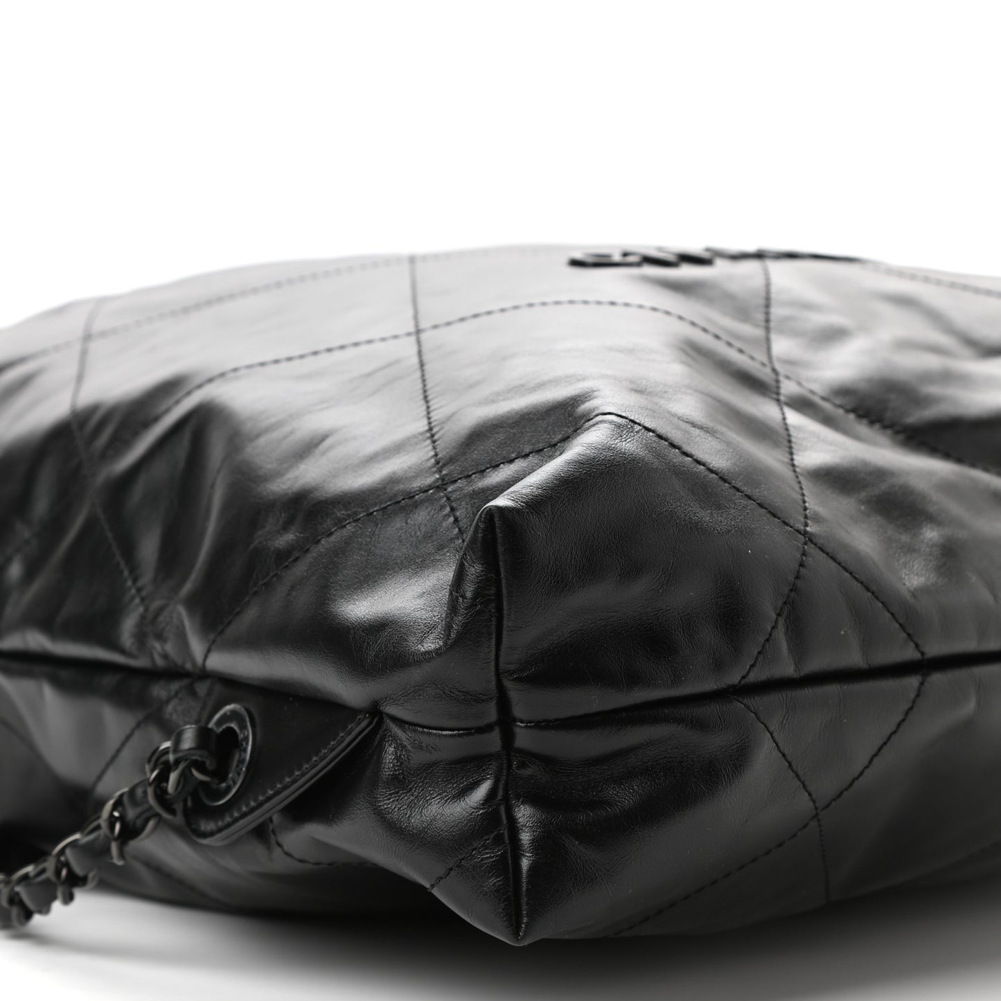 Shiny Calfskin Quilted Chanel 22 Backpack So Black