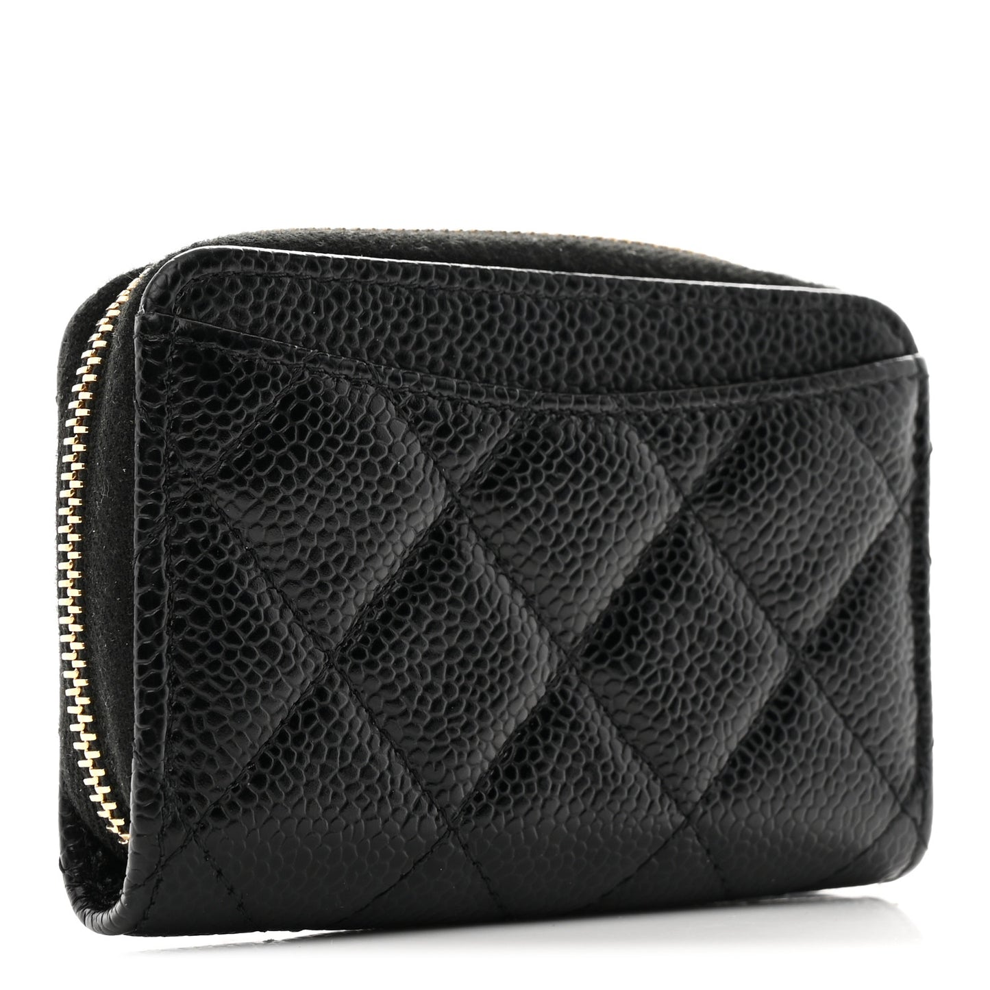 Caviar Quilted Zip Coin Purse Black
