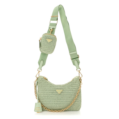 Prada Yarn Raffia Effect Crochet Re-Edition 2005 Shoulder Bag Acqua 1 of 13