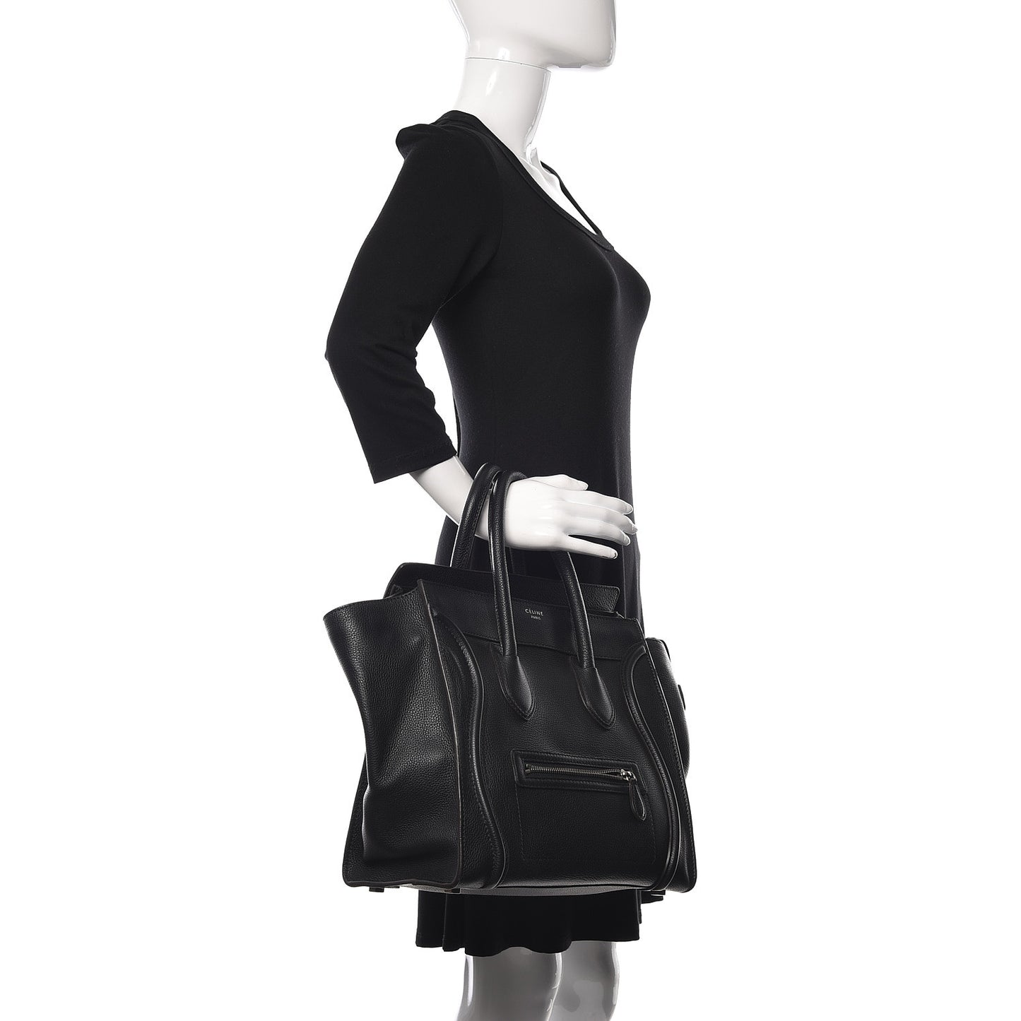 Drummed Calfskin Mini Luggage Black