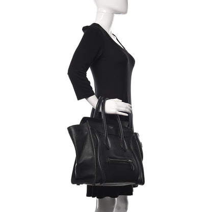 Celine Drummed Calfskin Mini Luggage Black 2 of 14