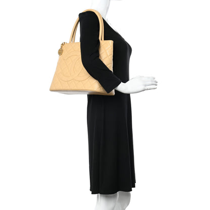 Chanel Caviar Quilted Medallion Tote Beige 3 of 10