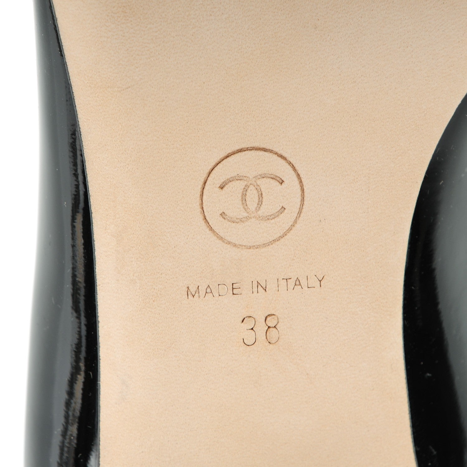 Chanel Patent Calfskin CC Cap Toe Flats 38 Black 6 of 7