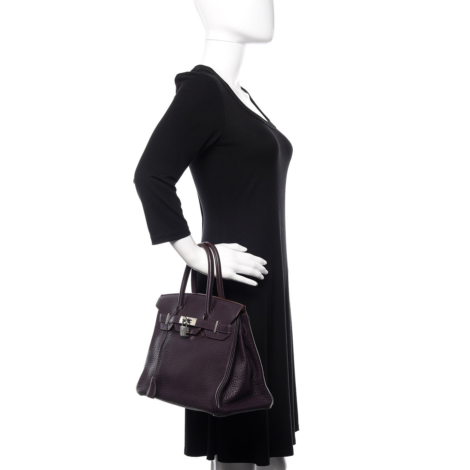 Hermes Taurillon Clemence Birkin 30 Raisin 2 of 39