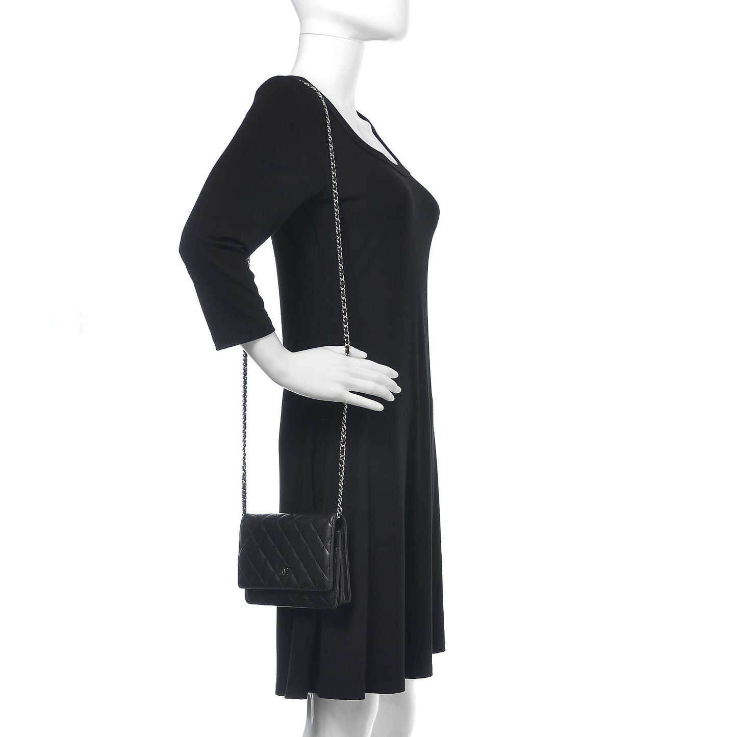 Lambskin Quilted Wallet On Chain WOC Black