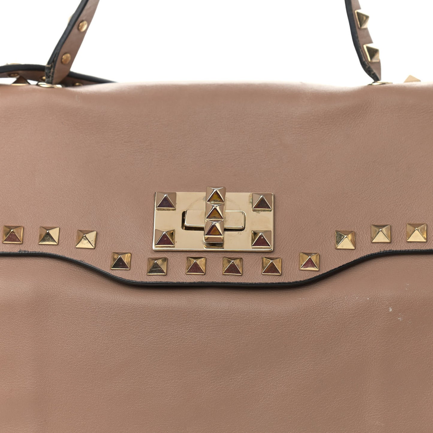 Vitello Rockstud Single Handle Flap Tote Beige