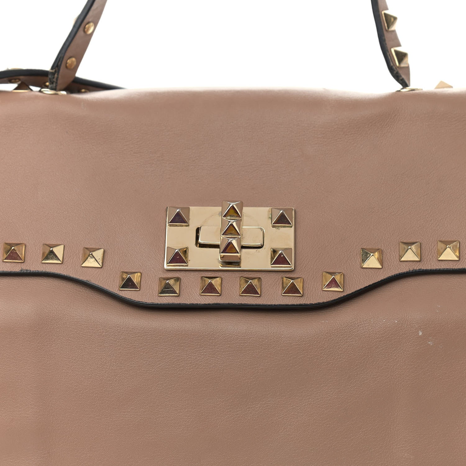 Valentino Garavani Vitello Rockstud Single Handle Flap Tote Beige 7 of 14