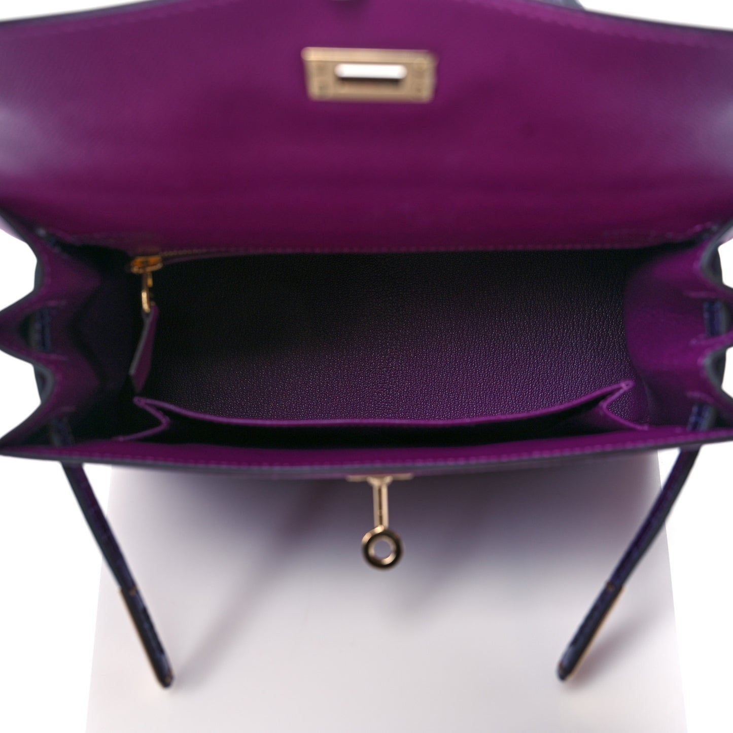 Madame Calfskin Shiny Niloticus Crocodile Kelly Sellier Touch 25 Anemone Amethyst