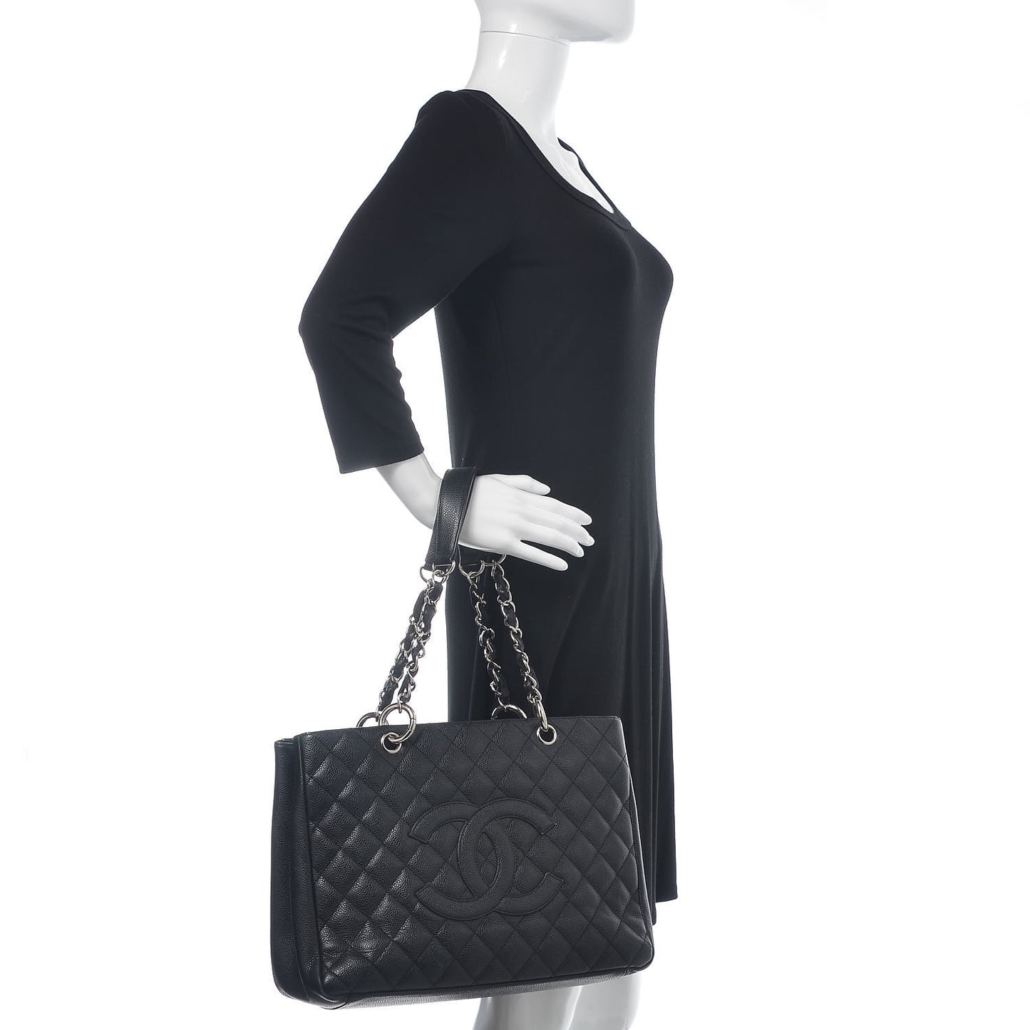 Caviar Quilted Grand Shopping Tote GST Black