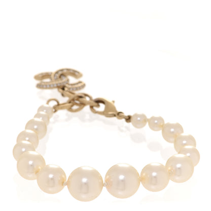 Chanel Graduated Pearl Crystal CC Bracelet Gold 3 of 6