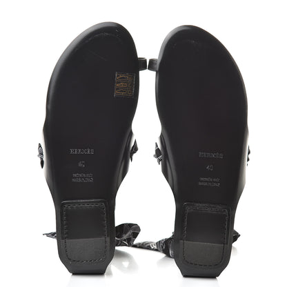 Hermes Calfskin Silk Torsade Sandals 40 Black 5 of 8