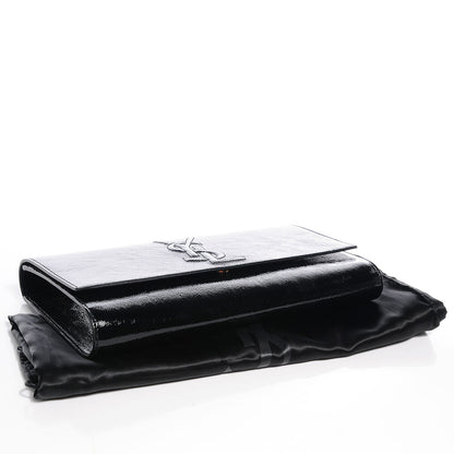 Saint Laurent Textured Patent Monogram Large Belle De Jour Clutch Black 4 of 7
