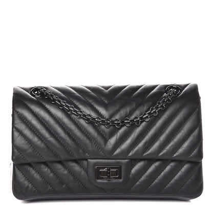 Chanel Aged Calfskin Chevron Quilted 2.55 Reissue 225 So Black 1 of 7