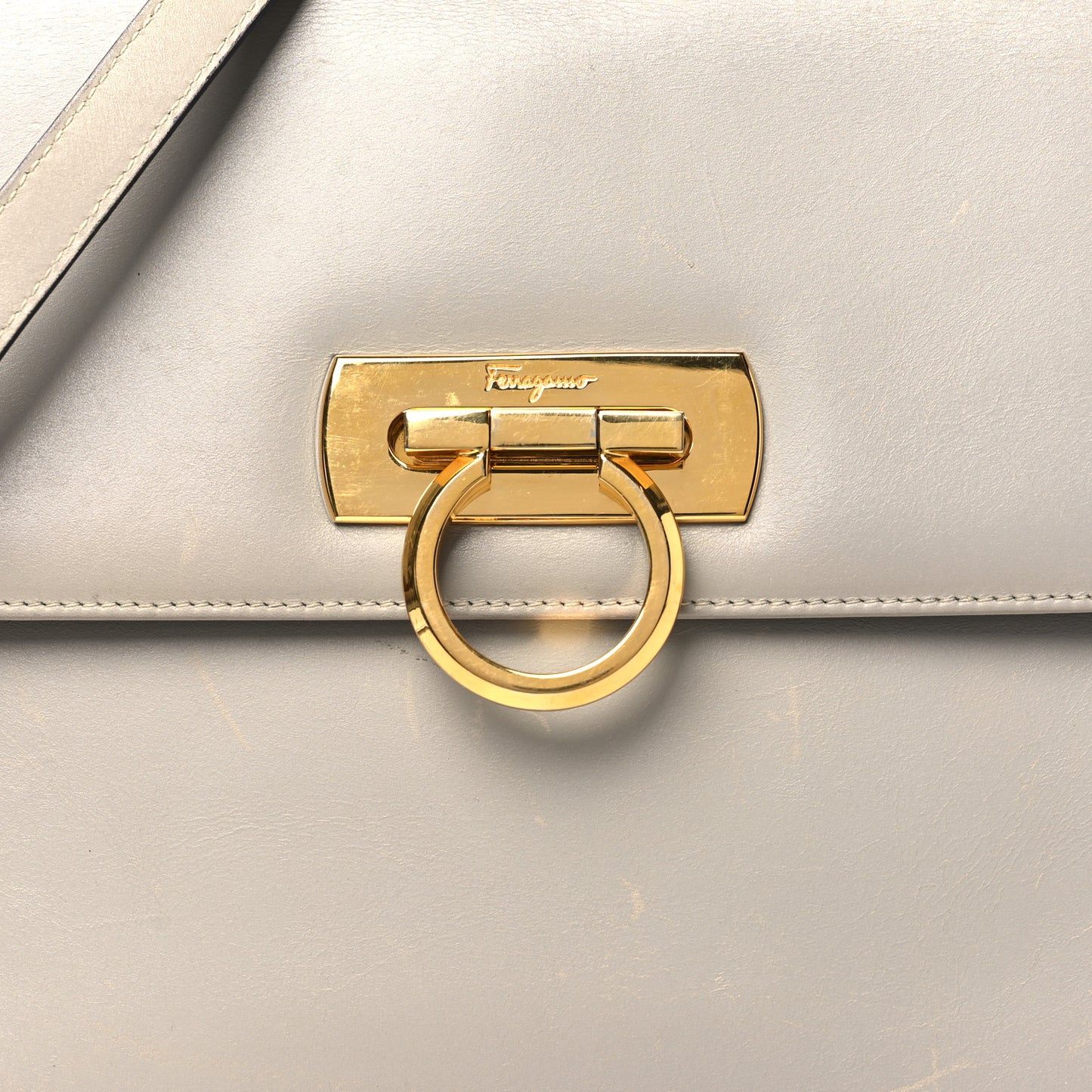 Calfskin Gancio Lock Satchel Grey