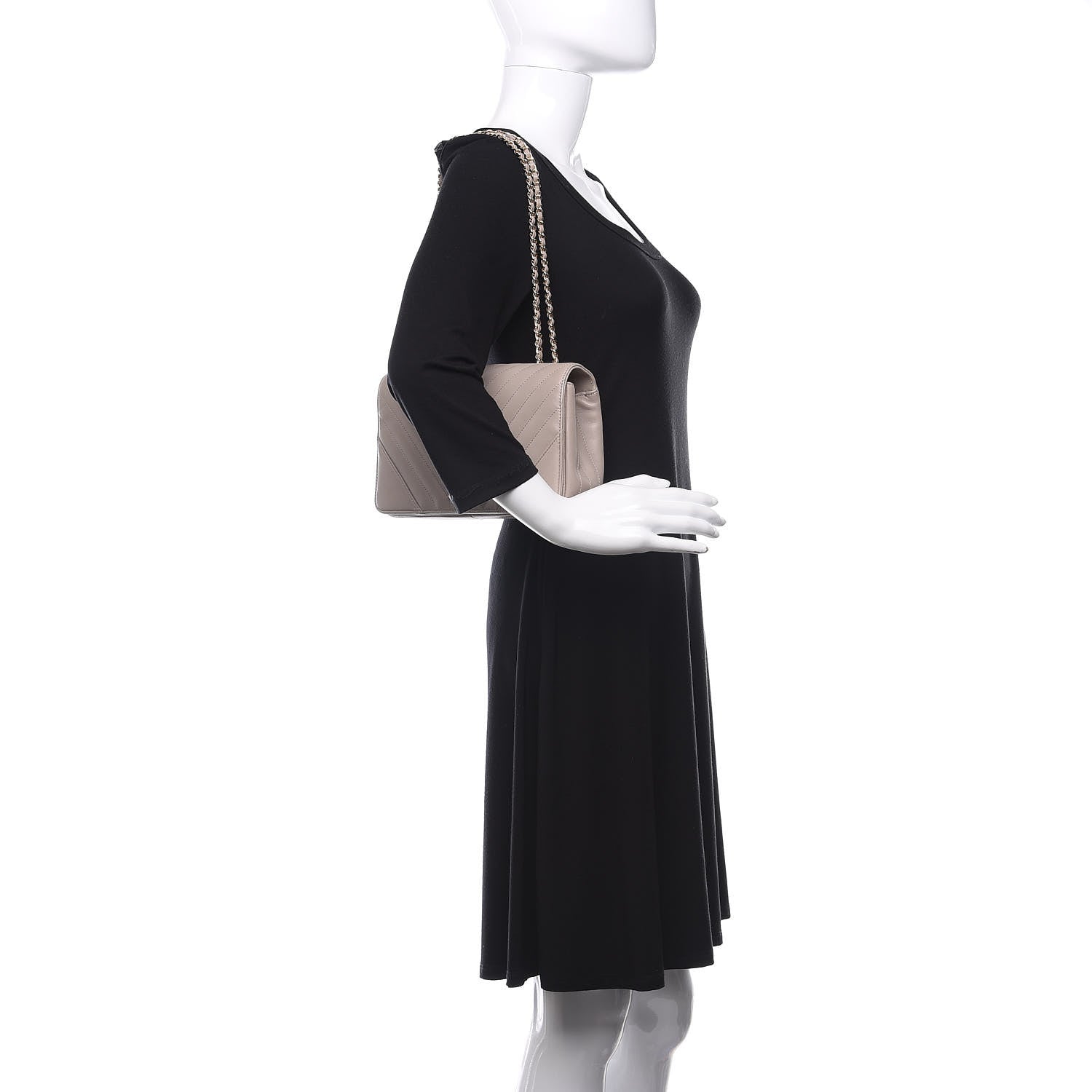 Chanel Calfskin Chevron Quilted Small Statement Flap Grey 2 of 11