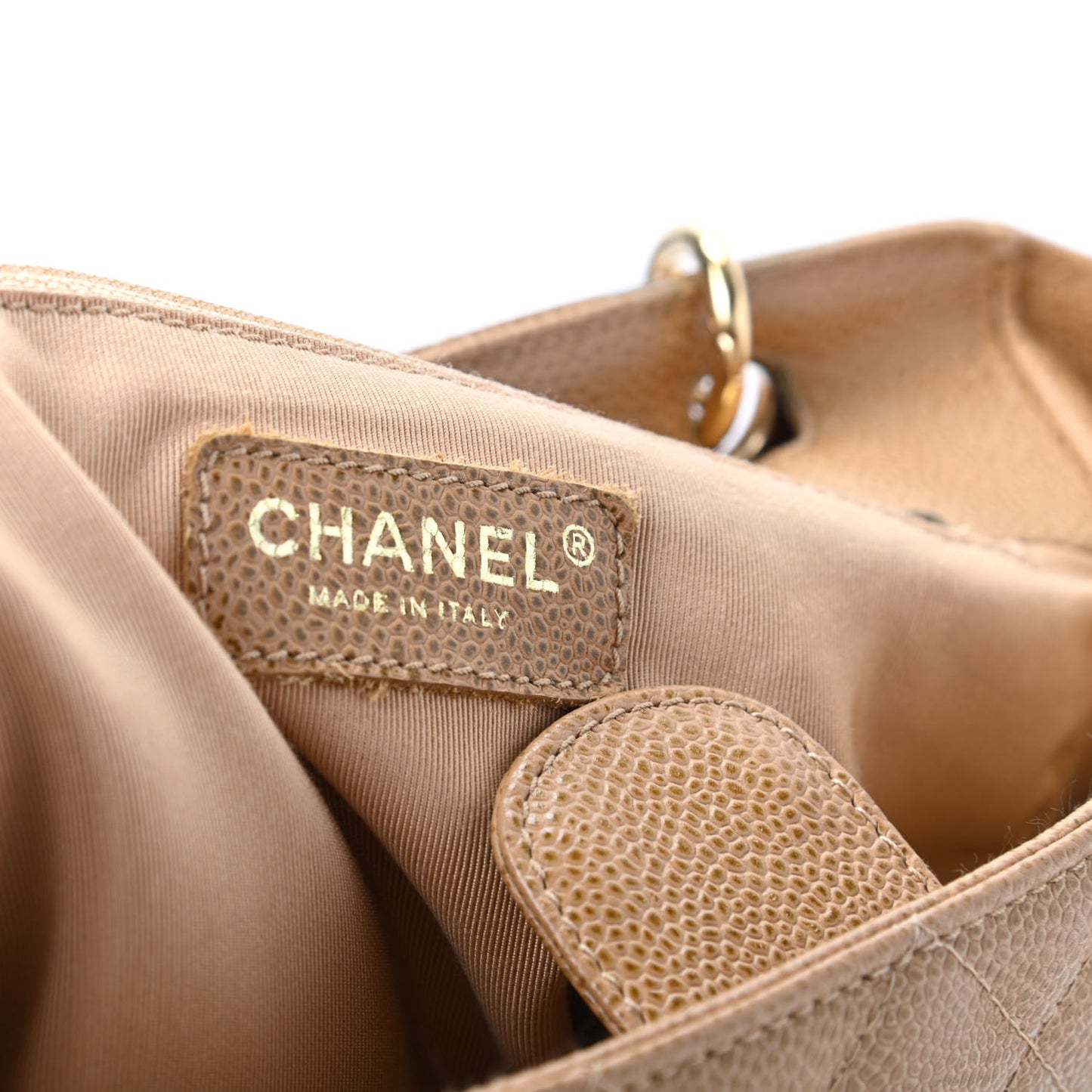 Caviar Quilted Petit Shopping Tote PST Beige