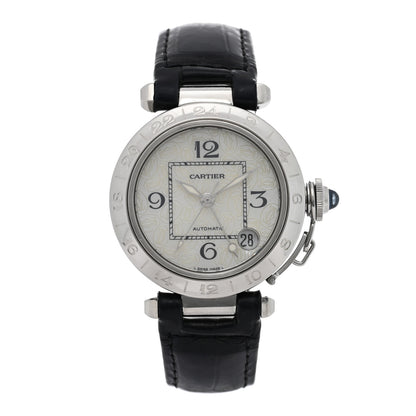 Cartier Stainless Steel Alligator Mother of Pearl 35mm Pasha C Automatic Watch 1 of 4