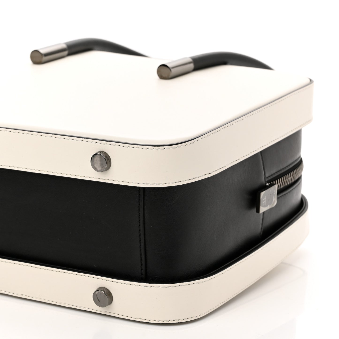 Calfskin Top Handle Bag White Black