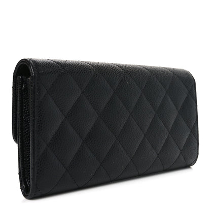 Chanel Caviar Quilted Large Gusset Flap Wallet Black 4 of 9